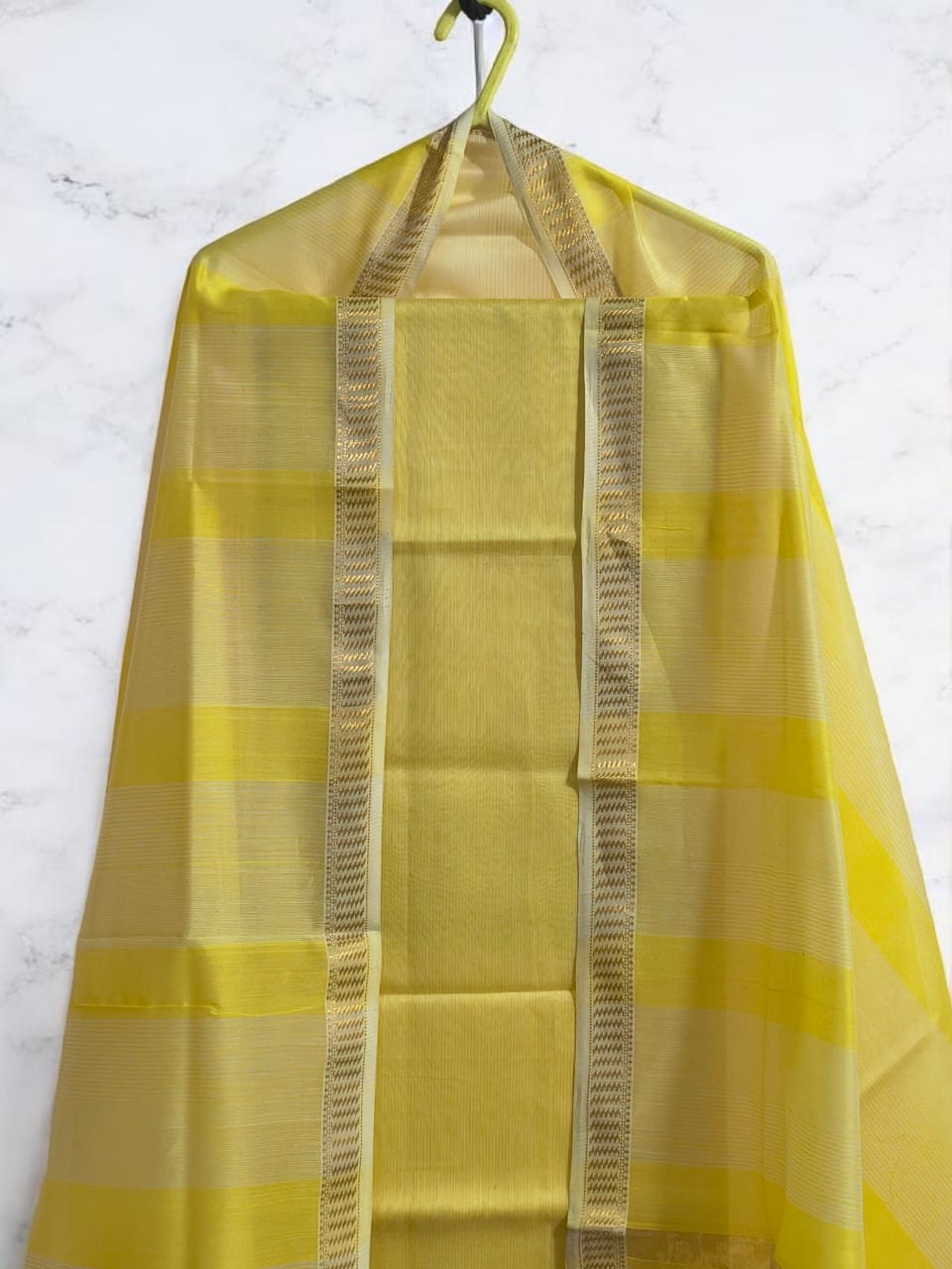 Maheshwari Silk Cotton handloom Set - Yellow