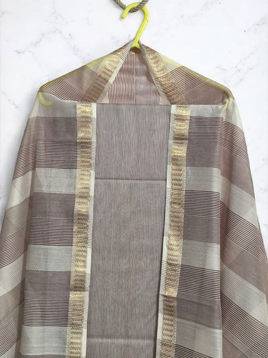 Maheshwari Silk Cotton handloom Set - Mocha Blend