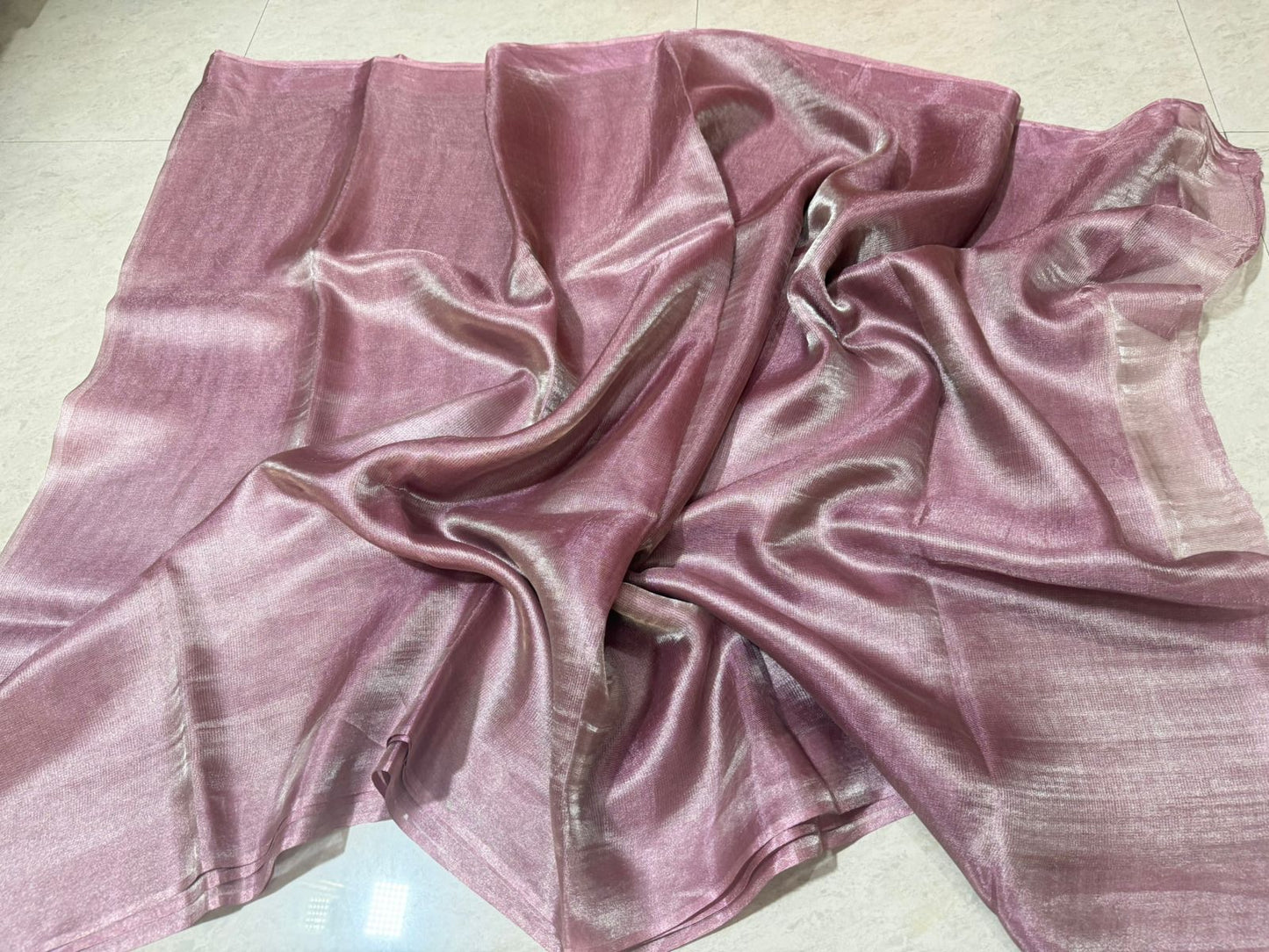 Pure Tissue Tussar Silk Saree | Baby Pink