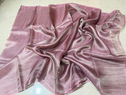 Pure Tissue Tussar Silk Saree | Baby Pink